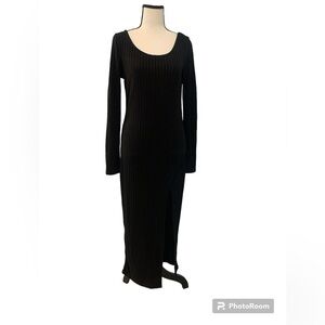 J. Tomson | black ribbed side slit dress size medium
